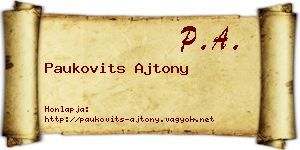 Paukovits Ajtony névjegykártya